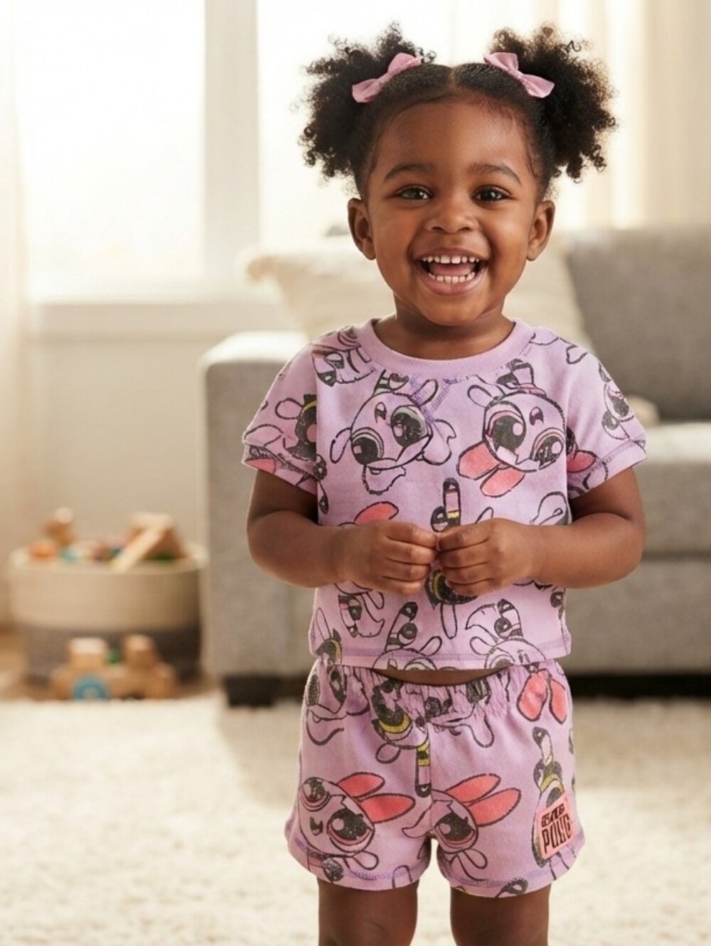 Cartoon Network 2T Purple Cartoon Print Kids Pajamas